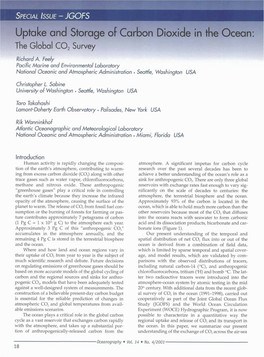 Uptake and Storage of Carbon Dioxide in the Ocean: the Global C02 Survey Richard A