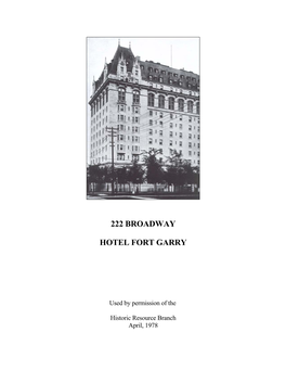 222 Broadway Hotel Fort Garry