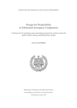 Design for Producibility in Fabricated Aerospace Components