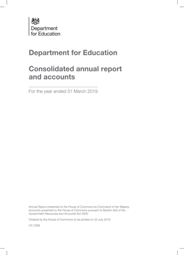 Dfe Consolidated Annual Report and Accounts 2018-19