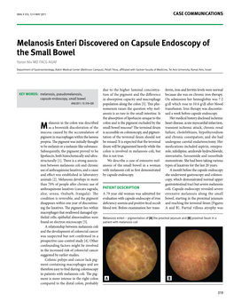 Melanosis Enteri Discovered on Capsule Endoscopy of the Small Bowel Yaron Niv MD FACG AGAF