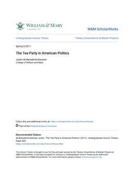 The Tea Party in American Politics