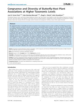 Congruence and Diversity of Butterfly-Host Plant Associations at Higher Taxonomic Levels