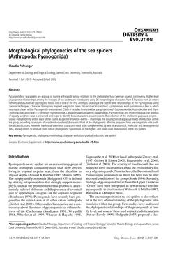 Morphological Phylogenetics of the Sea Spiders (Arthropoda: Pycnogonida)