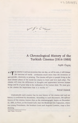 T 1-££P991 a Chronological History of the Turkish Cinema