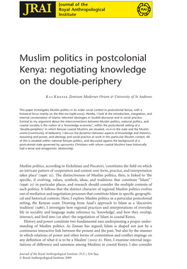 Muslim Politics in Postcolonial Kenya: Negotiating Knowledge on the Double-Periphery