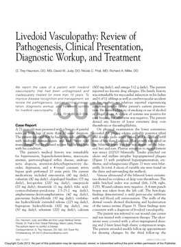 Livedoid Vasculopathy: Review of Pathogenesis, Clinical Presentation, Diagnostic Workup, and Treatment