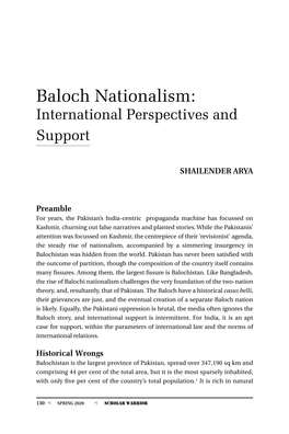 Baloch Nationalism: International Perspectives and Support