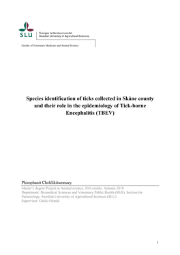 Species Identification of Ticks Collected in Skåne County and Their Role in the Epidemiology of Tick-Borne Encephalitis (TBEV)
