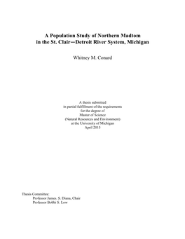 A Population Study of Northern Madtom in the St. Clair—Detroit River System, Michigan
