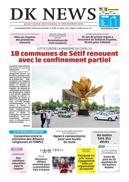 18 Communes De Sétif Renouent Avec Le Confinement Partiel