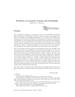 Problems on Invariants of Knots and 3-Manifolds Preface