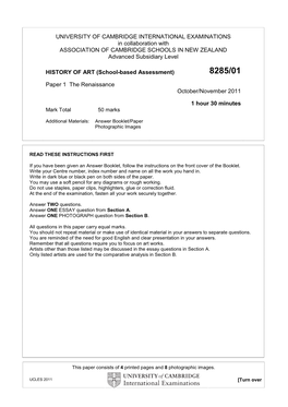 UNIVERSITY of CAMBRIDGE INTERNATIONAL EXAMINATIONS in Collaboration with ASSOCIATION of CAMBRIDGE SCHOOLS in NEW ZEALAND Advanced Subsidiary Level