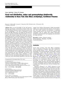 Coral Reef Distribution, Status and Geomorphology-Biodiversity