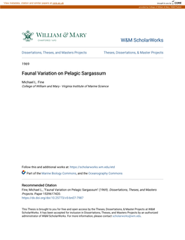 Faunal Variation on Pelagic Sargassum