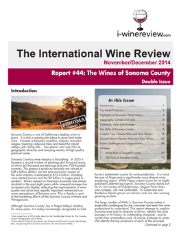The International Wine Review November/December 2014 Report #44: the Wines of Sonoma County Double Issue