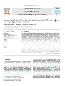 A Comparison of Terpenoid and Leaf Fossil Vegetation Proxies in Paleocene and Eocene Bighorn Basin Sediments ⇑ Aaron F