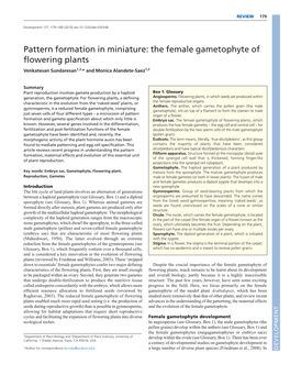 The Female Gametophyte of Flowering Plants Venkatesan Sundaresan1,2,* and Monica Alandete-Saez1,2