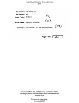 Legislative History for Connecticut Act 2008 Transcripts from the Joint