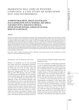 Bliujiene Et Al Skomantai Hill-Fort in Western Lithuania
