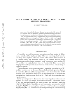 Arxiv:1201.0293V1 [Math.OA] 31 Dec 2011 Lers Epoeta Ih Uloeao Module Operator Dual Right a That Prove We Algebras