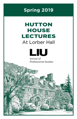 HUTTON HOUSE LECTURES at Lorber Hall