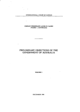 Preliminary Objections of the Government of Australia
