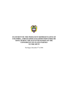 Statement by the Permanent Representative of Colombia