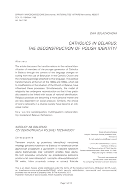 Catholics in Belarus: the Deconstruction of Polish Identity?
