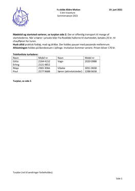 Mødetid Og Startsted Varierer, Se Turplan Side 2. Der Er Offentlig Transport Til Mange Af Startstederne