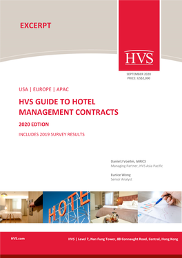 Hvs Guide to Hotel Management Contracts 2020 Edtion Includes 2019 Survey Results