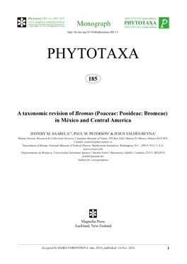 A Taxonomic Revision of Bromus (Poaceae: Pooideae: Bromeae) in México and Central America