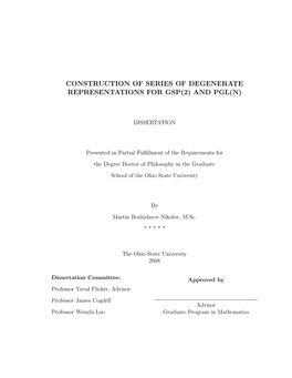 Construction of Series of Degenerate Representations for Gsp(2) and Pgl(N)