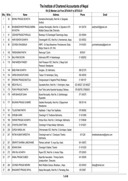 The Institute of Chartered Accountants of Nepal RA (D) Member List from 2074-04-01 to 2075-03-21 Sno