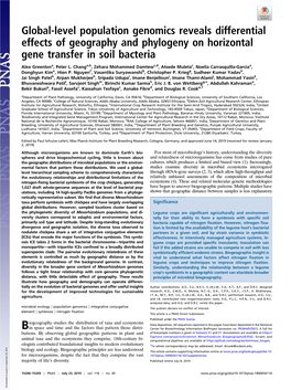 Global-Level Population Genomics Reveals Differential Effects of Geography and Phylogeny on Horizontal Gene Transfer in Soil Bacteria