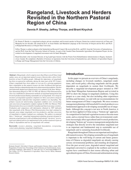 Rangelands of Central Asia: Proceedings of the Conference on Transformations, Issues, and Future Challenges