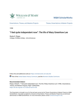 The Life of Mary Greenhow Lee