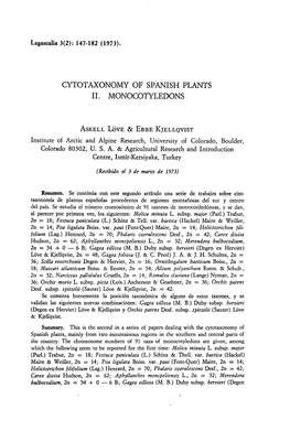 Cytotaxonomy of Spanish Plants Ii. Monocotyledons