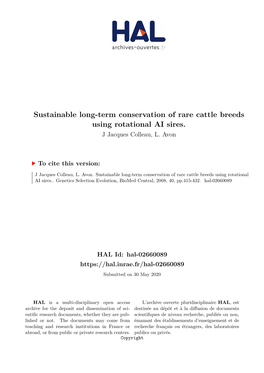 Sustainable Long-Term Conservation of Rare Cattle Breeds Using Rotational AI Sires