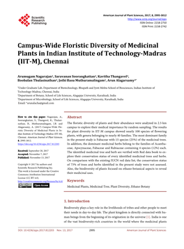 Campus Wide Floristic Diversity of Medicinal