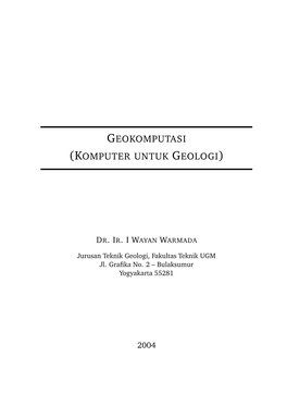 Geokomputasi (Komputer Untuk Geologi)