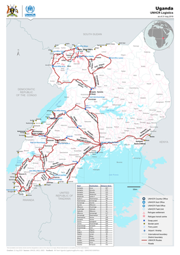 Uganda UNHCR Logistics As of 21 Aug 2019