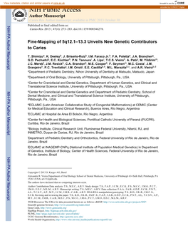 NIH Public Access Provided by CONICET Digital Author Manuscript Caries Res