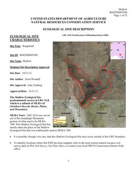 Shallow R042XH003NM Page 1 of 52 UNITED STATES DEPARTMENT of AGRICULTURE NATURAL RESOURCES CONSERVATION SERVICE