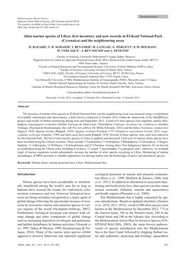 Alien Marine Species of Libya: First Inventory and New Records in El-Kouf National Park (Cyrenaica) and the Neighbouring Areas H