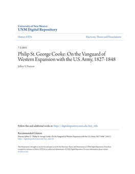 Philip St. George Cooke: on the Vanguard of Western Expansion with the U.S