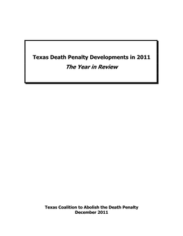 Texas Death Penalty Developments in 2011: the Year in Review