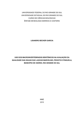 Universidade Federal Do Rio Grande Do Sul Universidade Estadual Do Rio Grande Do Sul Curso De Ciências Biológicas Ênfase Em Biologia Marinha E Costeira