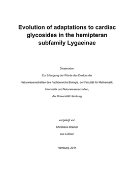 Evolution of Adaptations to Cardiac Glycosides in the Hemipteran Subfamily Lygaeinae