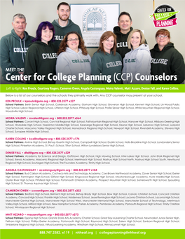 Center for College Planning (CCP) Counselors